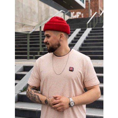 Stadtliebe® | Nordsee T-Shirt mit gesticktem „Strandkorb“ Rosa Heather 100% Bio-Baumwolle

