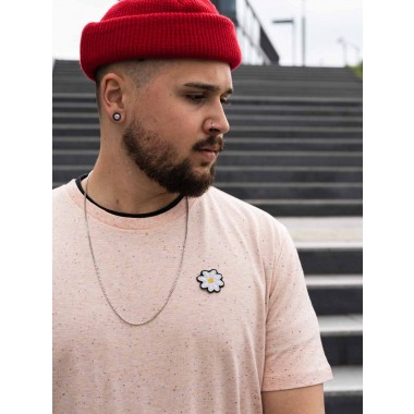 Stadtliebe® | Frankfurt T-Shirt mit gesticktem „Edelweiß“ Rosa Heather 100% Bio-Baumwolle

