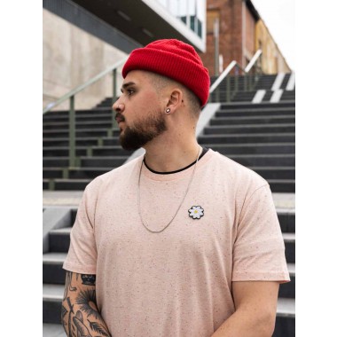Stadtliebe® | Frankfurt T-Shirt mit gesticktem „Edelweiß“ Rosa Heather 100% Bio-Baumwolle
