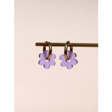 niemalsmehrohne - Violette Flower Edelstahl Hoops