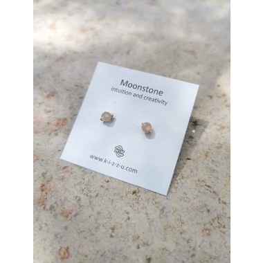 Rosa Mondstein Ohrstecker - für mehr Liebe und Mitgefühl - handgefertigt aus Sterling Silber oder (Rosé) Gold Filled - KIZZU Schmuck Manufaktur 