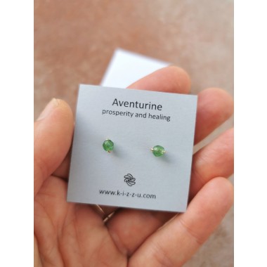 Aventurin Ohrstecker – für den extra Mut und Optimismus - handgefertigt aus Sterling Silber oder (Rosé) Gold Filled - KIZZU Schmuck Manufaktur 