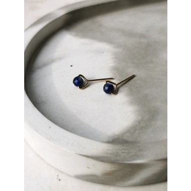 Lapis Lazuli Ohrstecker - für innere Weisheit und klare Gedanken - handgefertigt aus Sterling Silber oder (Rosé) Gold Filled - KIZZU Schmuck Manufaktur 