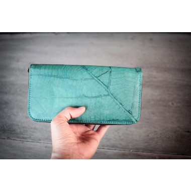 Portemonnaie aus recycelten Blättern / Nachhaltige vegane Brieftasche in türkis