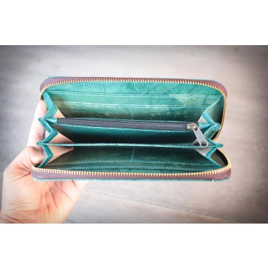 Portemonnaie aus recycelten Blättern / Nachhaltige vegane Brieftasche in türkis