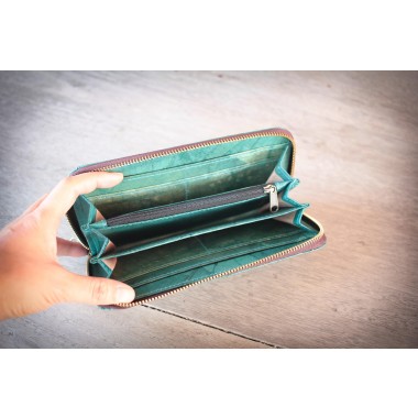 Portemonnaie aus recycelten Blättern / Nachhaltige vegane Brieftasche in türkis