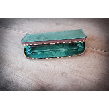 Portemonnaie aus recycelten Blättern / Nachhaltige vegane Brieftasche in türkis