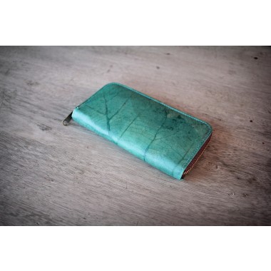 Portemonnaie aus recycelten Blättern / Nachhaltige vegane Brieftasche in türkis