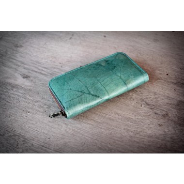 Portemonnaie aus recycelten Blättern / Nachhaltige vegane Brieftasche in türkis