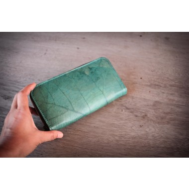 Portemonnaie aus recycelten Blättern / Nachhaltige vegane Brieftasche in türkis