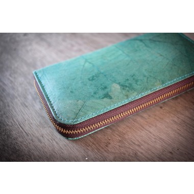 Portemonnaie aus recycelten Blättern / Nachhaltige vegane Brieftasche in türkis