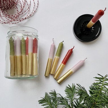 hej candles | Adventskalender mit Mini-Kerzen (Gold-Lila-Rot)