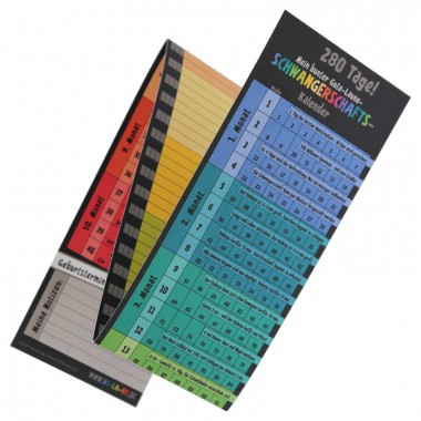 Schwangerschaftskalender mit Mini-Tagebuch | Variante „Regenbogen“ | 280 Tage | beidseitig bedruckt