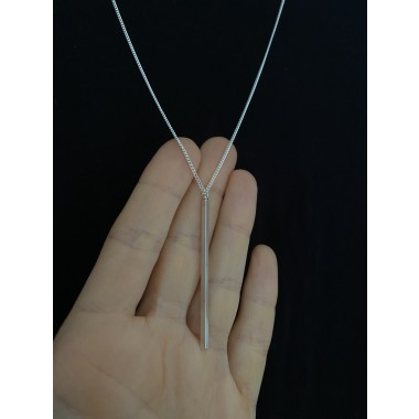 nahili KETTE UNIKAT "minimal Stäbchen" mit silberner langer oder kurzer Gliederkette - 925 Silber