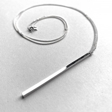 nahili KETTE UNIKAT "minimal Stäbchen" mit silberner langer oder kurzer Gliederkette - 925 Silber