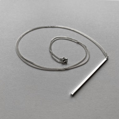 nahili KETTE UNIKAT "minimal Stäbchen" mit silberner langer oder kurzer Gliederkette - 925 Silber