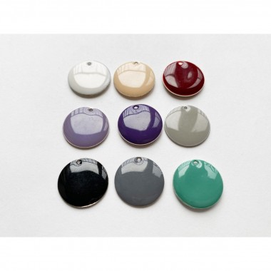 nahili OHRRINGE - golden dots - Emaille Kreise diverse Farben wie creme weiß, schwarz, flieder, lila goldene Haken 14K plattiert