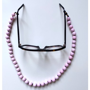 Minimalistische Brillenkette aus Holzperlen