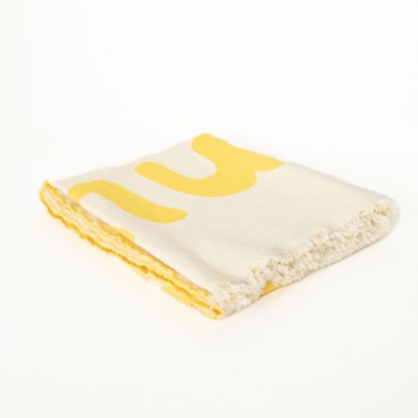 KLEKKS No. 3 - Decke aus Baumwolle in beige/gelb