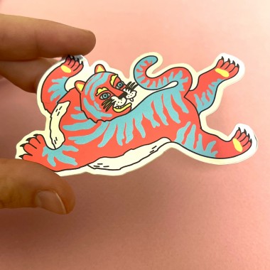The Naughty District - Sticker »Bunter Tiger« mit Spiegeleffekt
