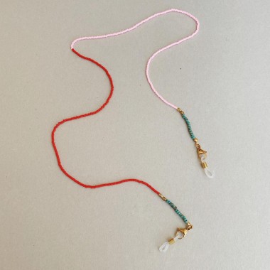 IDA PING JEWELRY // Brillenkette aus Miyuki Glasperlen - Koralle