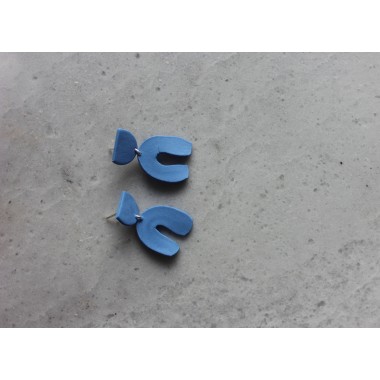 Skelini - Geometrische Porzellanohrringe, kobaltblau matt