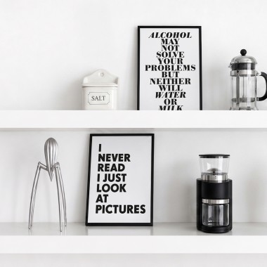 Handgefertigter Linoldruck »I never read, I just look at pictures« Limited Edition, Andy Warhol Zitat  A4