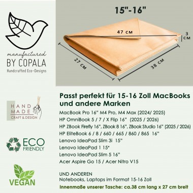 Laptop Hülle 15 " - 16 " Zoll aus Kraft Papier mit Magnetverschluss BY COPALA