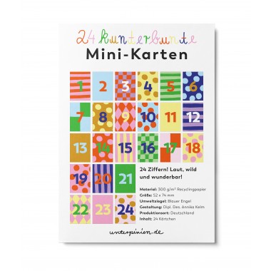UNTER PINIEN - 24 kunterbunte Mini-Karten für Adventskalender
