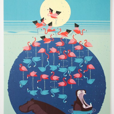 KLEINWAREN / VON LAUFENBERG Set / Flamingo Lake + Posterleiste Eiche 50 cm