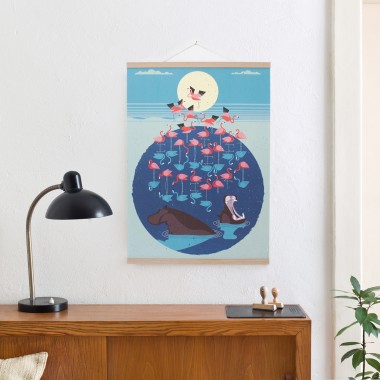 KLEINWAREN / VON LAUFENBERG Set / Flamingo Lake + Posterleiste Eiche 50 cm