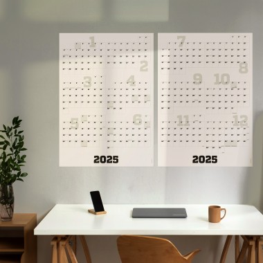 2-teiliger Wandkalender 2025, hoch oder quer, A1, mit passenden Klebezetteln // sperlingB.design