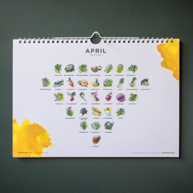 Saisonkalender für Obst & Gemüse, farbig, 101 Sorten, Ringkalender