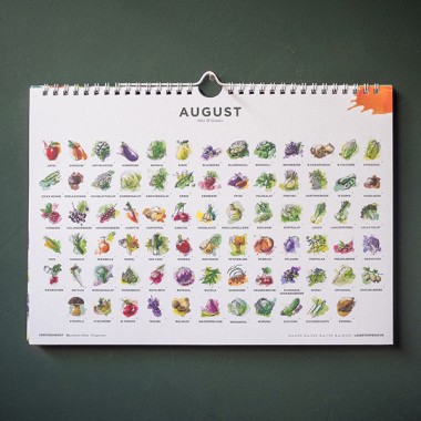 Saisonkalender für Obst & Gemüse, farbig, 101 Sorten, Ringkalender