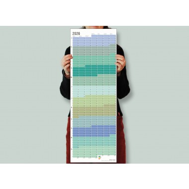 Wandkalender 2026 „Pastell-Türkis“ Jahresplaner | Limited Edition | 100% Recyclingpapier | Deutsch-Englisch | Rückseite „Pink“