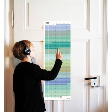 Wandkalender 2026 „Pastell-Türkis“ Jahresplaner | Limited Edition | 100% Recyclingpapier | Deutsch-Englisch | Rückseite „Pink“