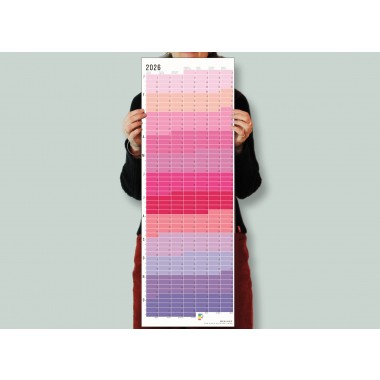 Wandkalender 2026 „Pink-Rosé-Violett“ Jahresplaner | Limited Edition | 100% Recyclingpapier | Deutsch-Englisch | Rückseite „Pastell-Türkis“