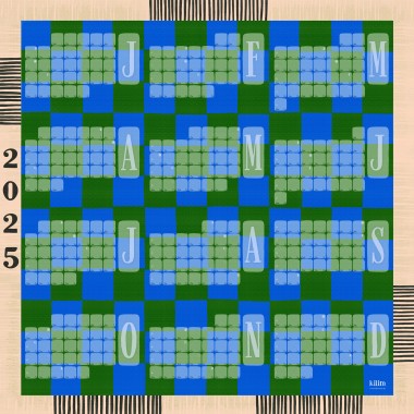 Jahresplaner 2025 Karo blaugrün / Kilim
