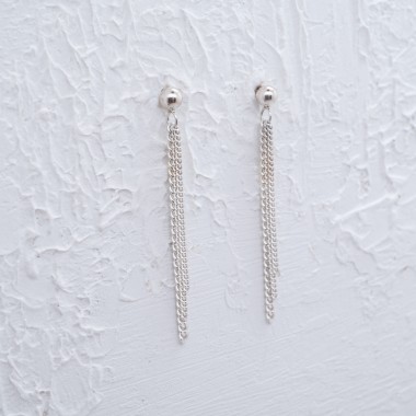 Elegante lange Silber Ohrhänger aus feinen Ketten - SchmuckvonVreni