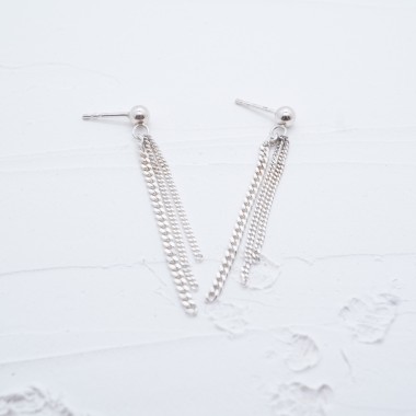 Elegante lange Silber Ohrhänger aus feinen Ketten - SchmuckvonVreni