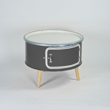 Lockengelöt - Betty mit Tür - Couchtisch aus Hamburger Ölfässern