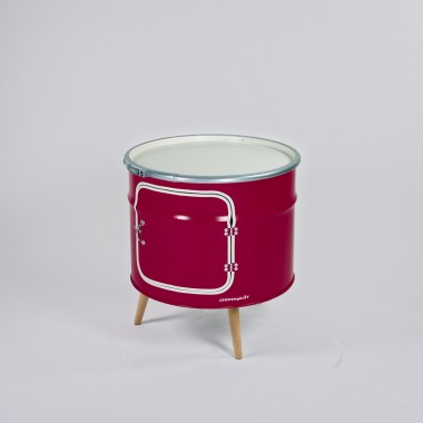 Lockengelöt - Bar-Kommode aus einem halben Ölfass