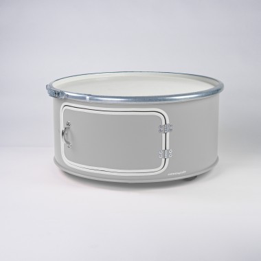 Lockengelöt - Little Bob mit Tür - Couchtisch aus Hamburger Ölfässern