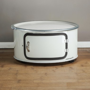 Lockengelöt - Little Bob mit Tür - Couchtisch aus Hamburger Ölfässern