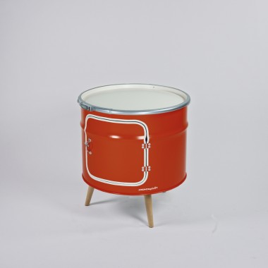 Lockengelöt - Bar-Kommode aus einem halben Ölfass