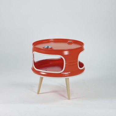 Lockengelöt - Little Betty - Couchtisch (mit Verschlüssen im Ölfassdeckel)