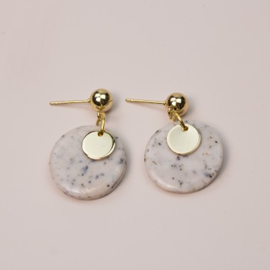 nathys_illustration - Ohrringe "Luna Pearl" 1,5cm mit Goldplättchen 