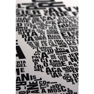 Buchstabenort Madrid Stadtteile-Poster Typografie