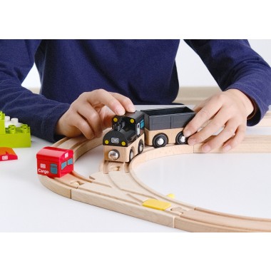 Mein Kreativ Zug - Eisenbahnen ICE oder REGIO zum selber bauen. Kompatibel zu großen Klemmbausteinen und Holzschienen. Von Neue Freunde.