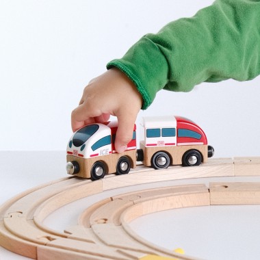 Mein Kreativ Zug - Eisenbahnen ICE oder REGIO zum selber bauen. Kompatibel zu großen Klemmbausteinen und Holzschienen. Von Neue Freunde.